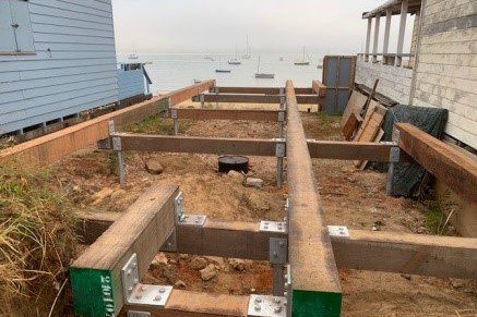 Wrabness Beach – Hut 50 Foundations and Timber Base Frame